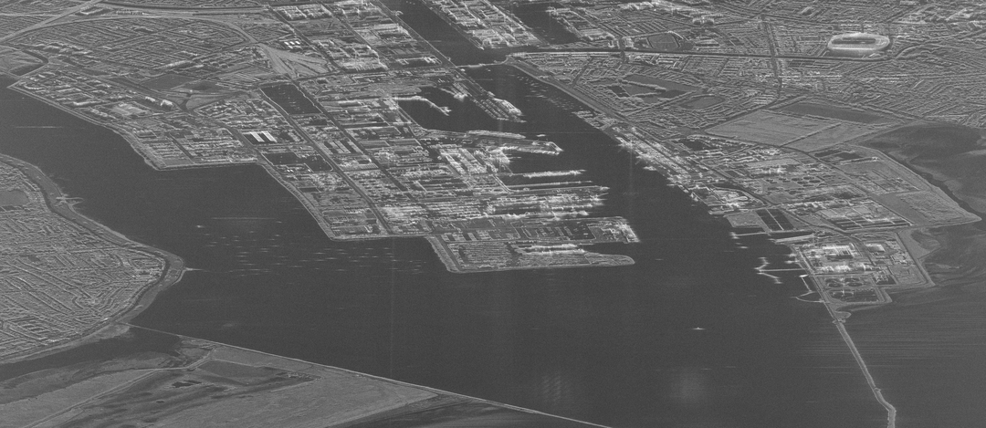 Representative SAR image obtained from the real-data processing pipeline. It is worth noting that the image was rotated 90 degrees clockwise, so the azimuth and range are on the vertical and horizontal axes respectively.
